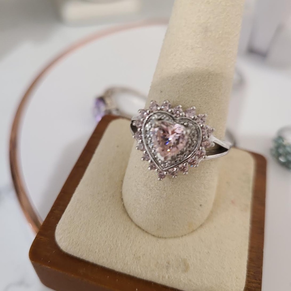 Silver .925~ Pink Stone Ring~  💖